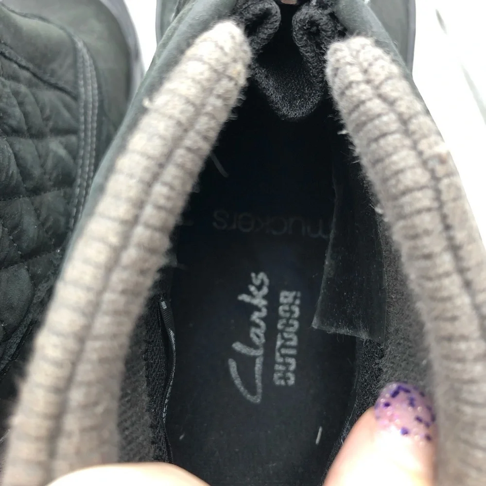 Clarks Black Quilted Winter Zip Ankle Boots
